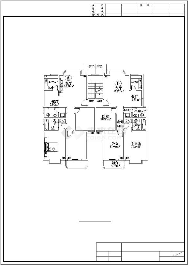 某地多层住宅设计建筑cad图-图一