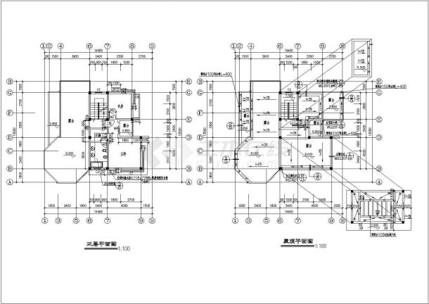 独栋别墅建筑施工CAD布置图-图二