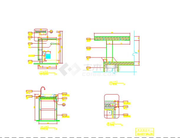 某酒店美容美发中心洗手台节点大样图-图一