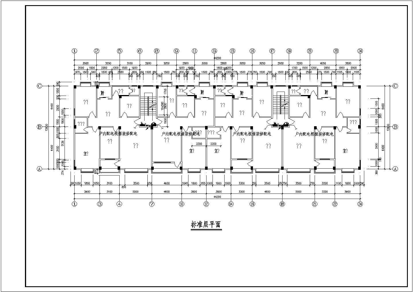【淮安】某高档住宅楼电气建筑平面设计图