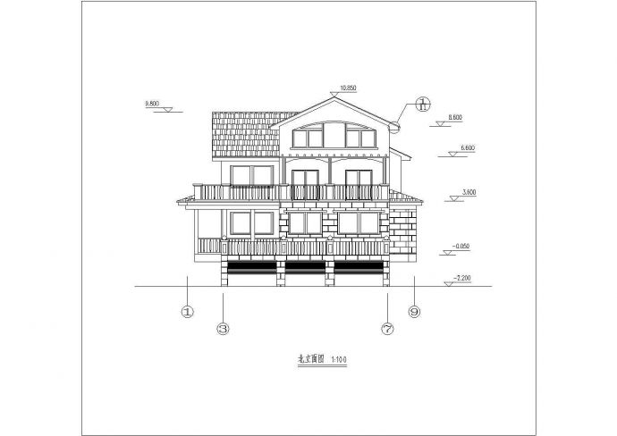 一地区多层小型别墅建筑平剖面详图_图1