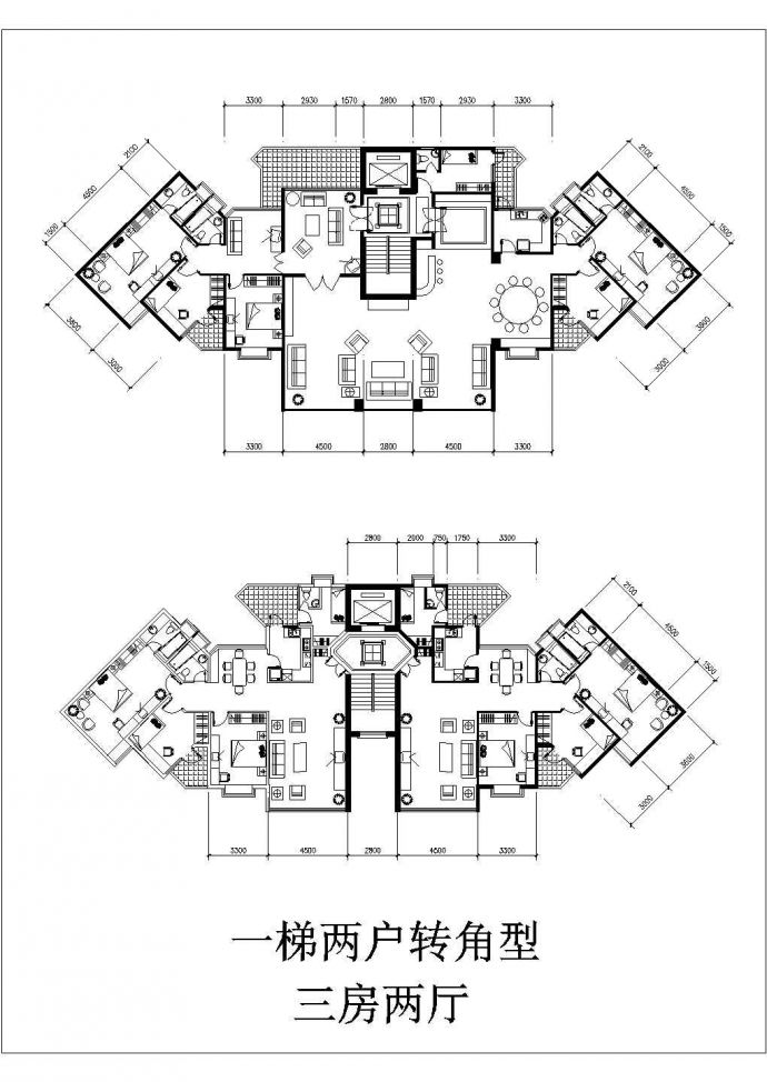 多层与小高层单体有电梯户型建筑参考图_图1