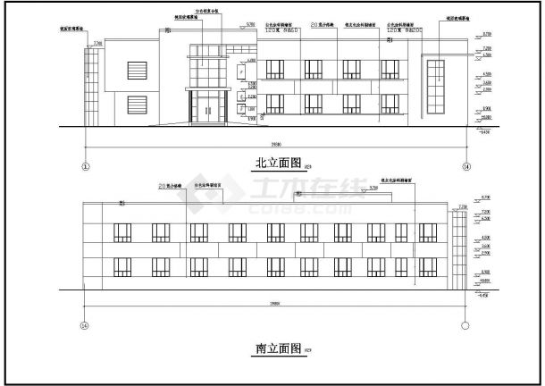 某地工厂两层框架结构办公楼建筑设计图（高9.7米）-图二