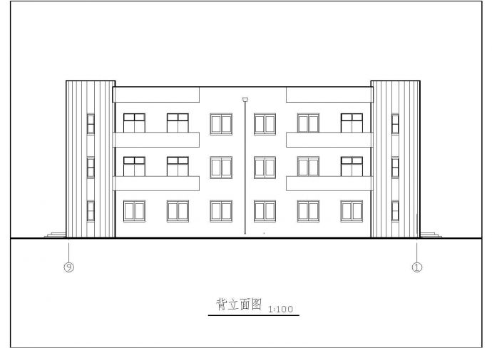 某地公司办公楼建筑CAD平面布置参考图_图1