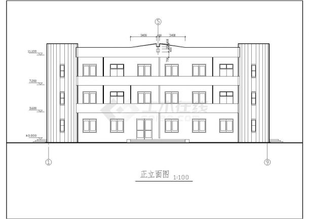 某地公司办公楼建筑CAD平面布置参考图-图二