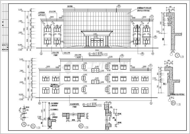  Construction drawing of a three-layer frame structure office building in Jiangsu - Figure 1