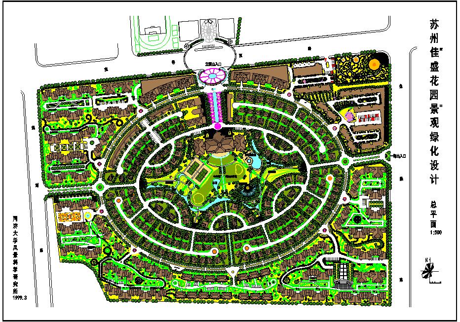 【苏州】佳盛花园景观绿化设计总平面设计图纸