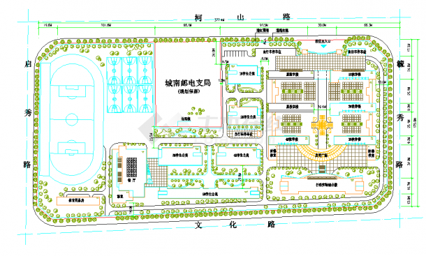 【河北省】某地区小学校园规划方案图-图一