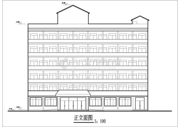 某地六层宾馆建筑设计图纸（共9张）-图一