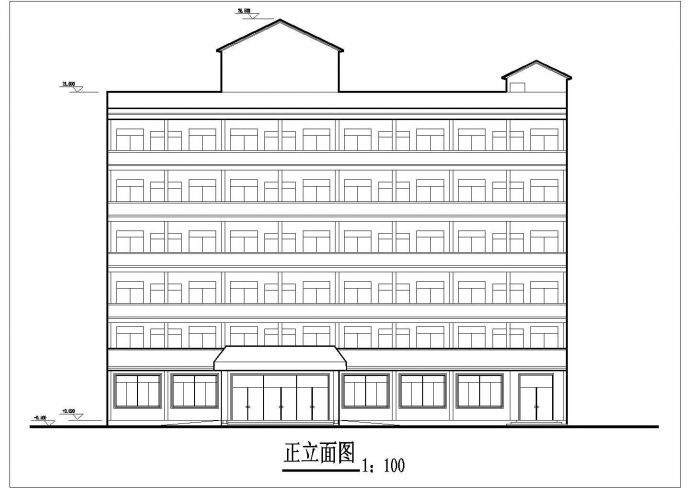 某地六层宾馆建筑设计图纸（共9张）_图1