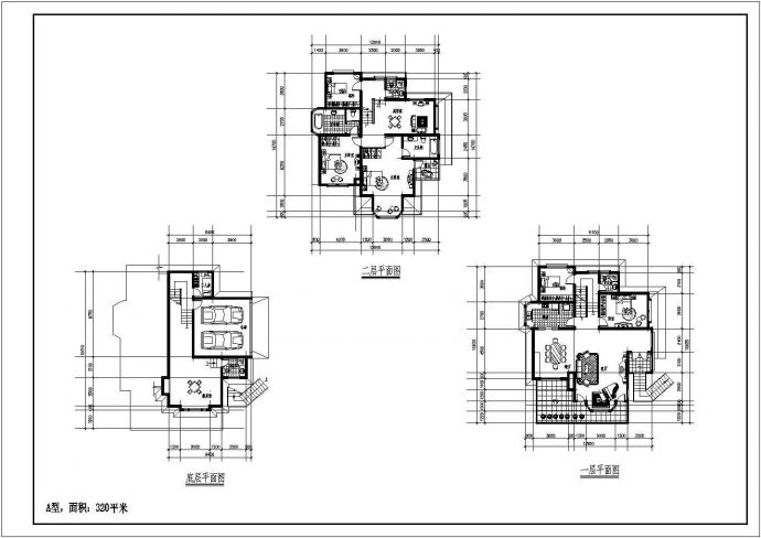 某三层带车库别墅设计方案图（共9张）_图1