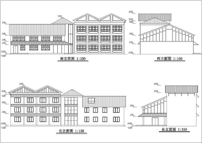 某市养护工区3个中型旅馆建筑设计图纸_图1