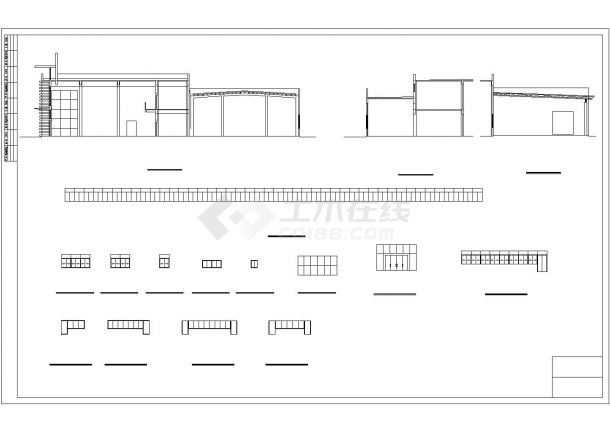2层汽车4S店建筑施工立剖面CAD详细图-图一