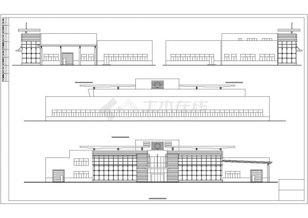 2层汽车4S店建筑施工立剖面CAD详细图-图二