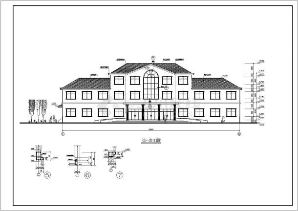黑龙江多层办公楼建筑施工CAD图纸-图二