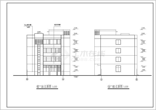 济南多层办公楼建筑施工CAD图纸-图二