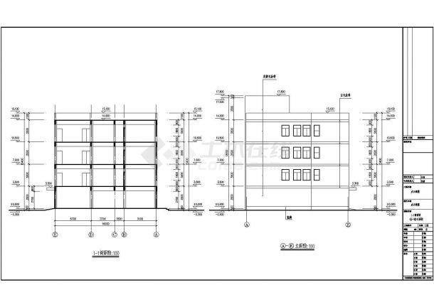 1105平方米多层框架结构办公楼建筑施工图（高3.5米）-图二