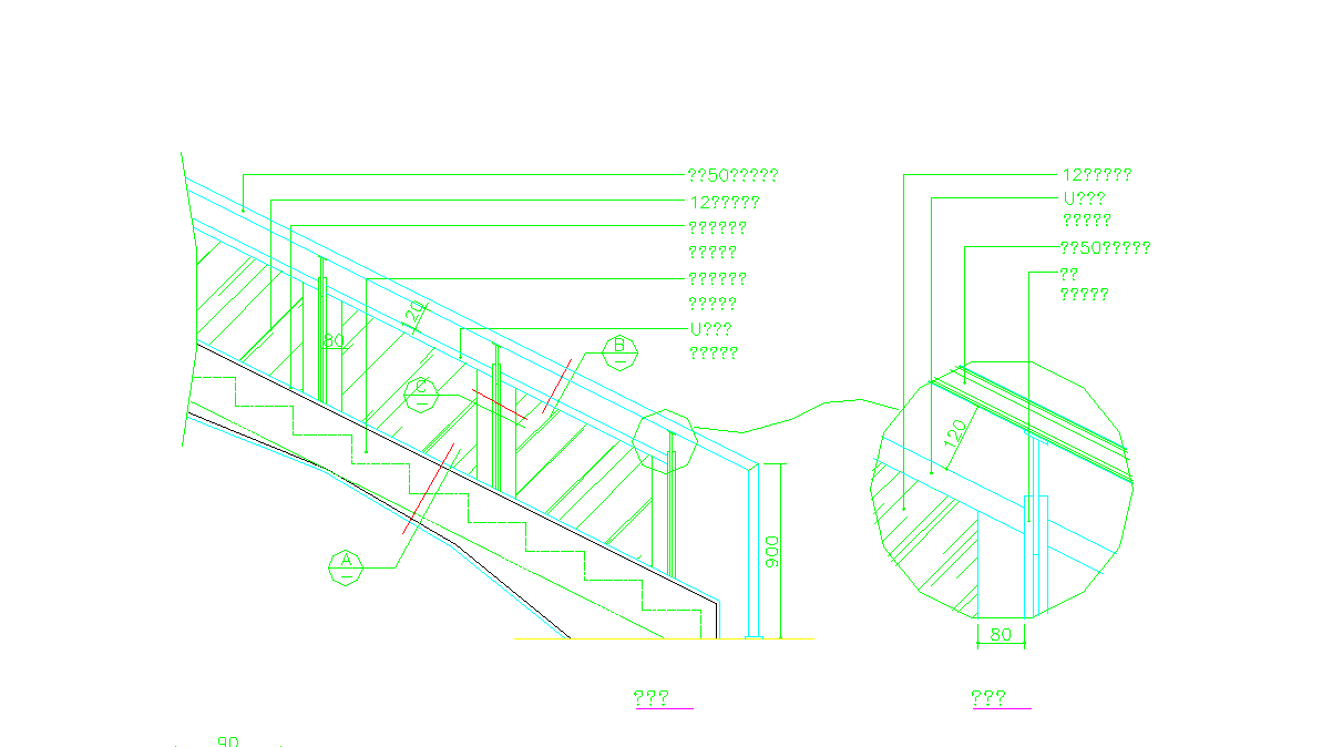 某地不锈钢楼梯详图CAD图纸