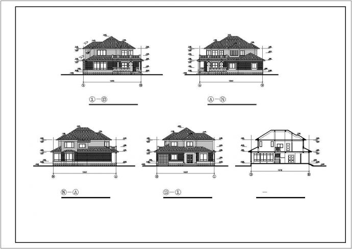 某市某山庄豪华别墅建筑设计图纸（共5张）_图1