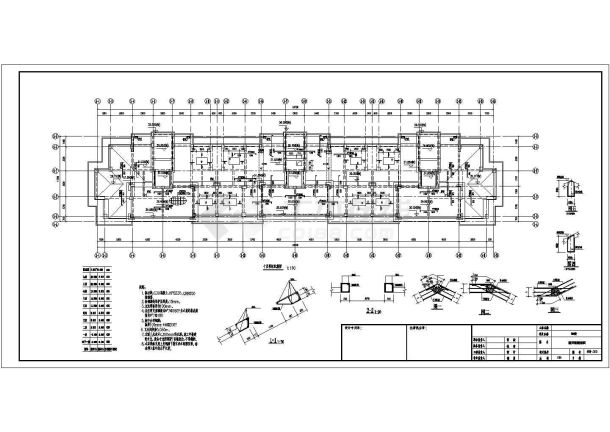 九层框架结构住宅楼结构施工图（筏型基础）-图一