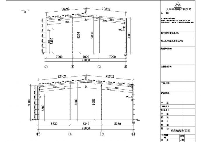 【福建】某地区明利公司钢结构工程设计图纸_图1