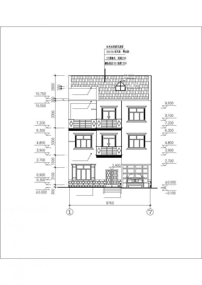 某市豪华独立家庭型别墅建筑设计施工图纸_图1