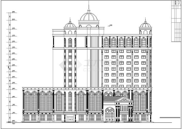 某框剪结构十三层大酒店建筑设计方案-图二