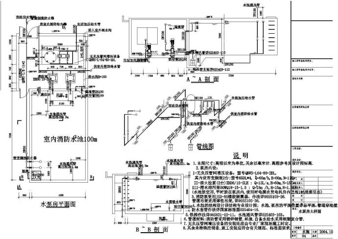 【浙江省】某无负压水泵房给排水详图_图1