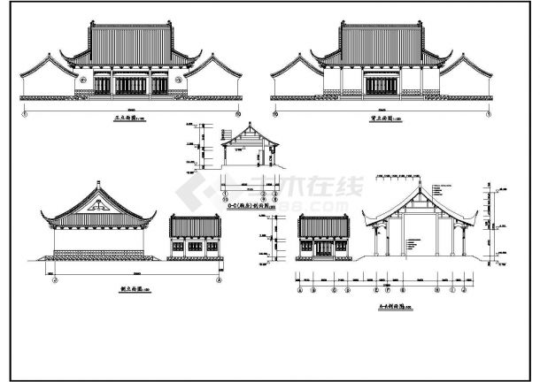 某地财神殿全套施工图纸（共6张）-图一