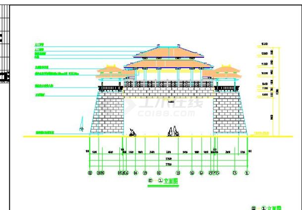 某地古城门建筑施工图纸 （全集）-图二