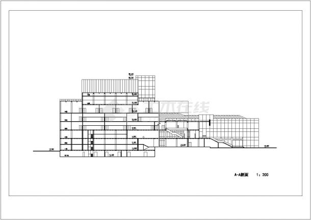 某七层图书馆建筑设计图纸（共8张）-图一