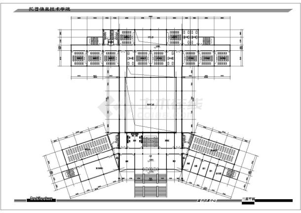 某学院图书信息中心建筑设计方案图-图二