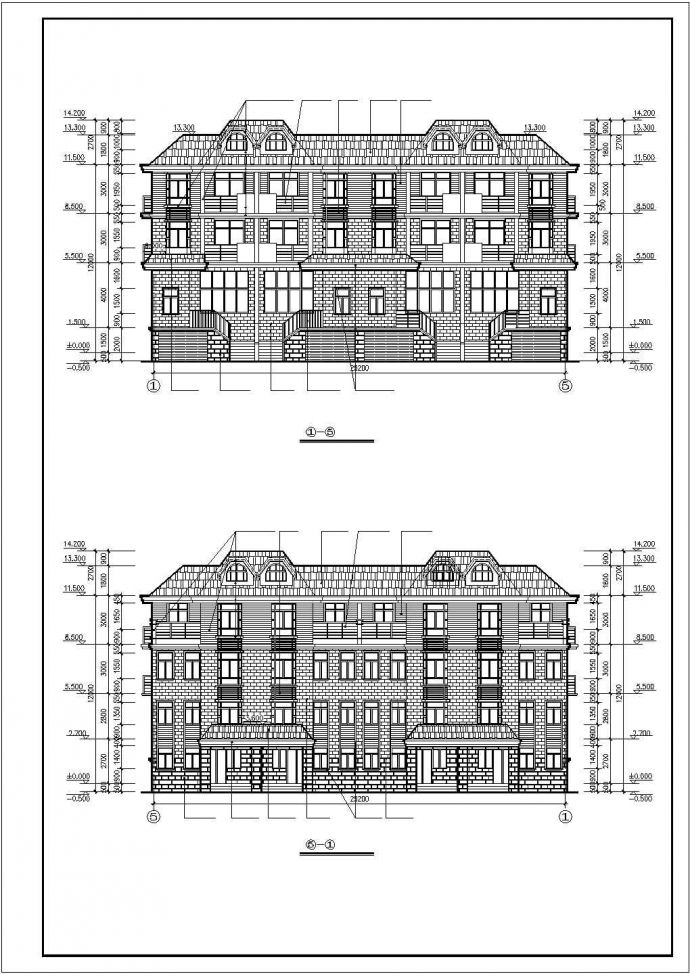 某市豪华联排别墅建筑方案图纸（共11张）_图1