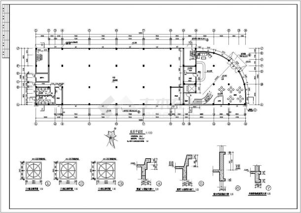 山东某综合性六层商业建筑施工CAD图纸-图一