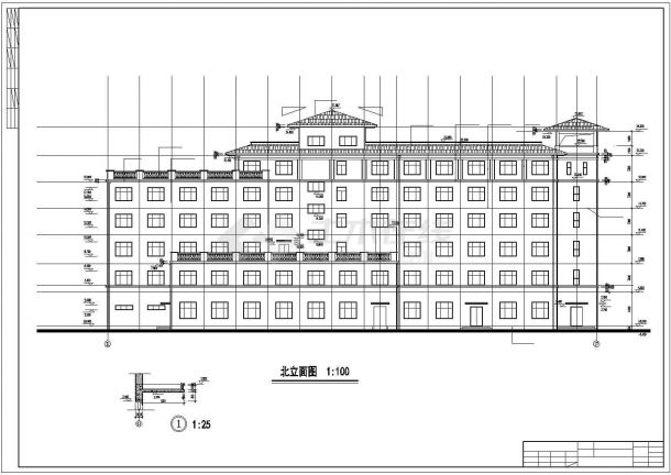 现代多层宾馆酒店建筑设计施工图CAD-图二
