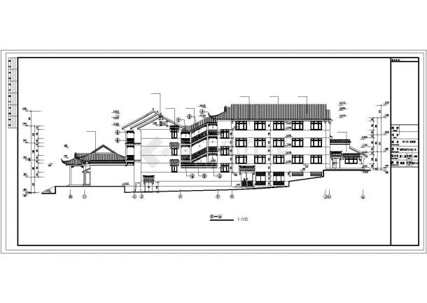 [重庆]某8612㎡三层中式度假山庄建筑施工图-图一