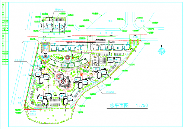 【上海】某小高层住宅区详细规划总平面图-图一