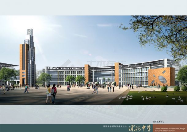某12928㎡漯河中学新建校区工程单体效果图VIP-图二
