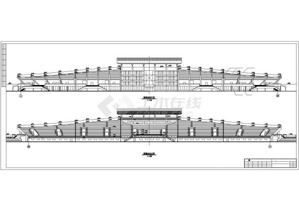 西北某科技大学6952㎡四层体育场建筑结构水暖电施工图-图一