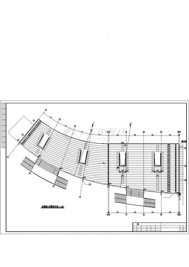 西北某科技大学6952㎡四层体育场建筑结构水暖电施工图-图二