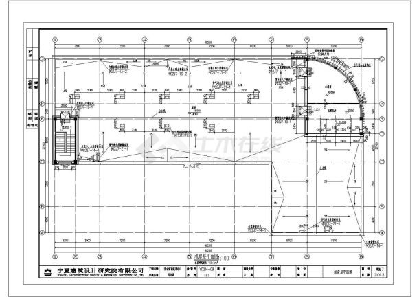 [河南]1381.56㎡四层弧线造型健身中心综合楼建筑施工图精VIP-图一