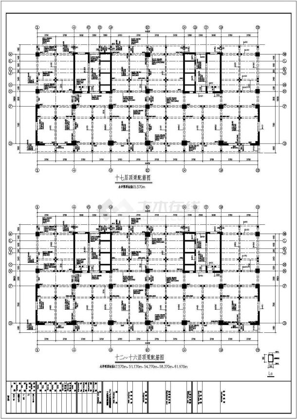 框剪结构住宅结构施工图（18层筏板基础）-图二