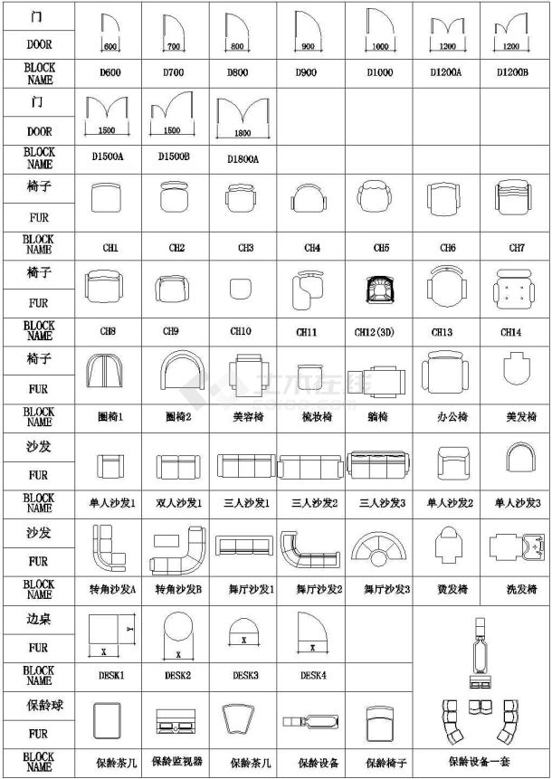 室内装修标准家具CAD素材（共11张）-图二