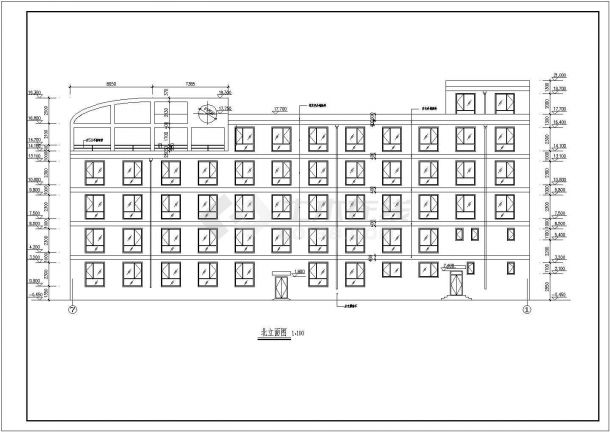 五层砖混结构办公楼建筑设计施工图-图二