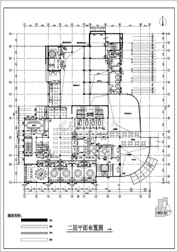 [北京]某3621.47㎡三层温泉会所建筑施工图-图一