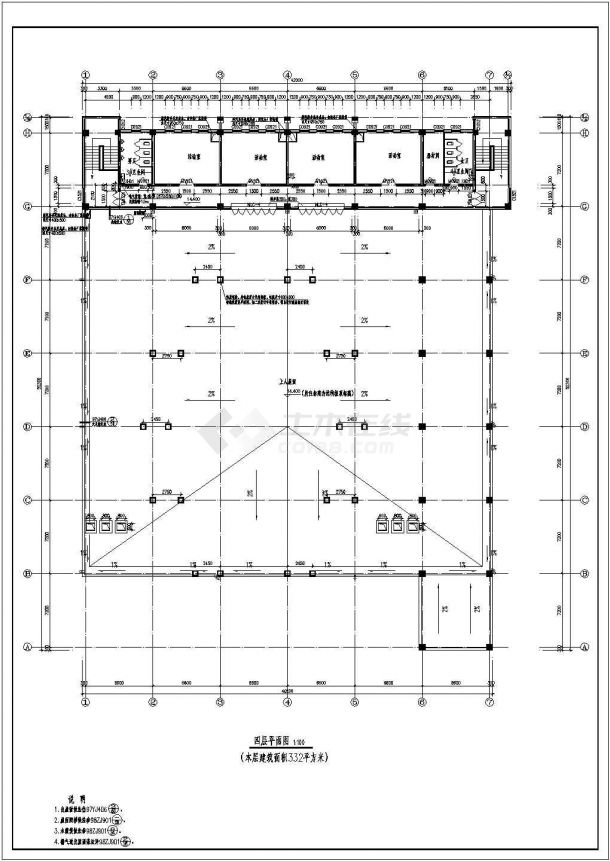 某职业技术学校5848㎡三层食堂建筑施工图VIP-图二