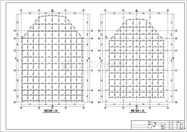 单层正放四角锥与螺栓球节点结构网架结构施工图-图一