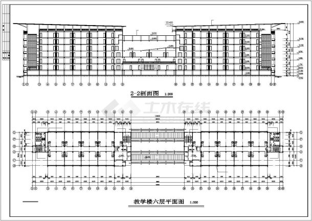 某框架结构六层中学教学楼建筑方案图-图一