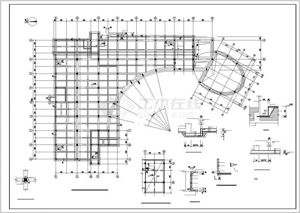 五层框架结构办公楼人防地下室结构施工图-图二
