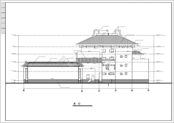 某三层仿古建筑住宅楼设计立面详图-图二